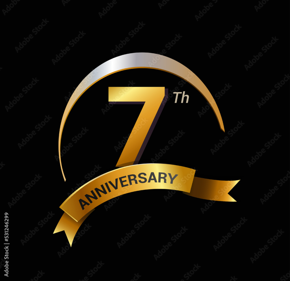 7 years golden with swoosh anniversary logo celebration 7 years golden with swoosh anniversary logo celebration