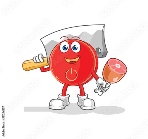 power button Butcher illustration. character vector