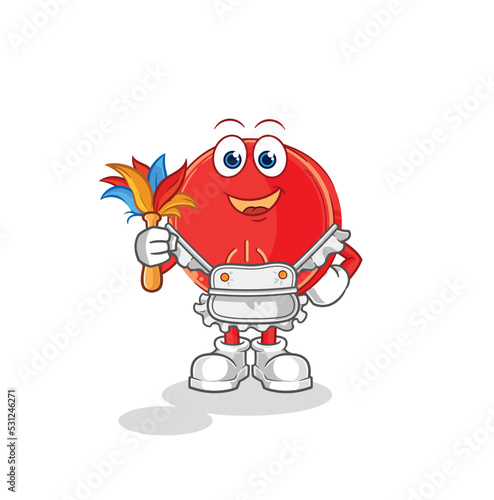 power button maid mascot. cartoon vector