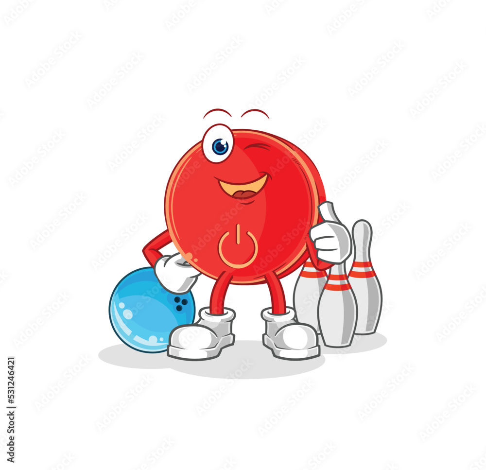 power button play bowling illustration. character vector power button play bowling illustration. character vector