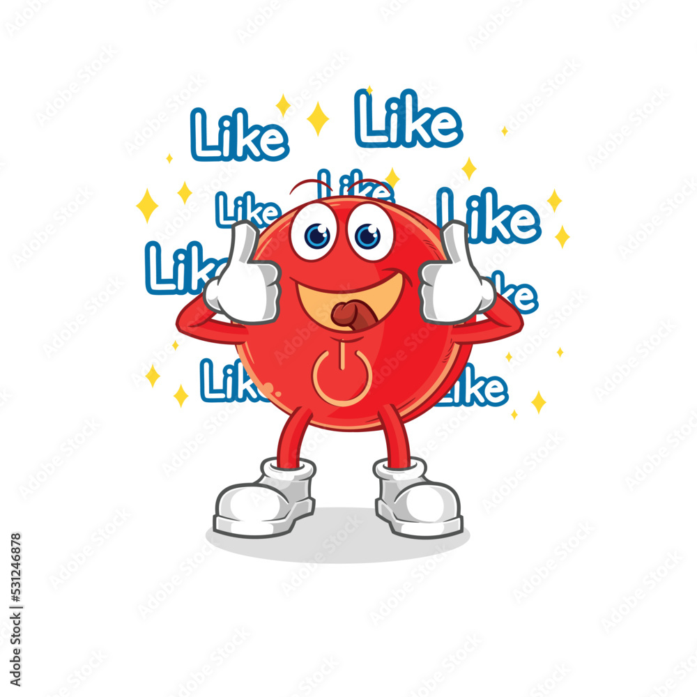 Fototapeta premium power button give lots of likes. cartoon vector