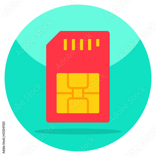 Flat design icon of sim card