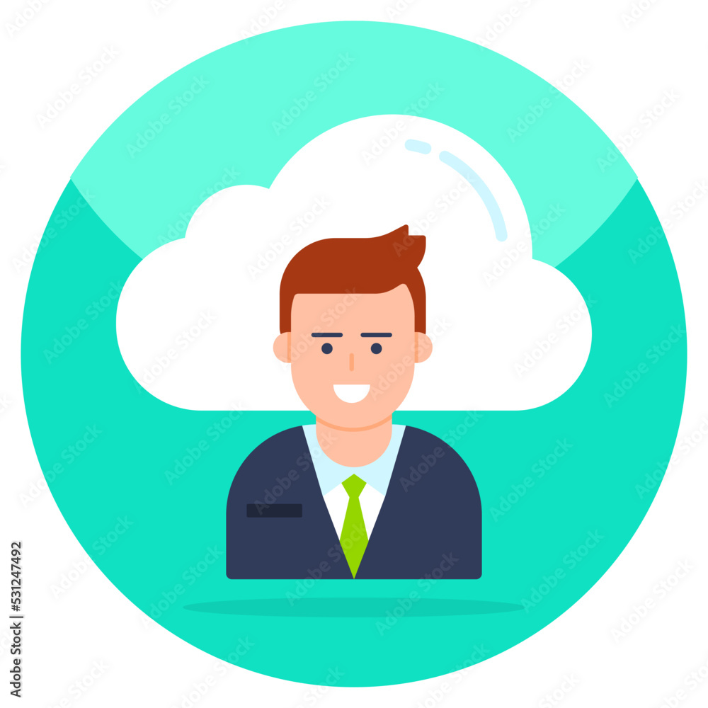 Editable design icon of cloud user Editable design icon of cloud user