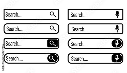Various search bar set illustrations icons