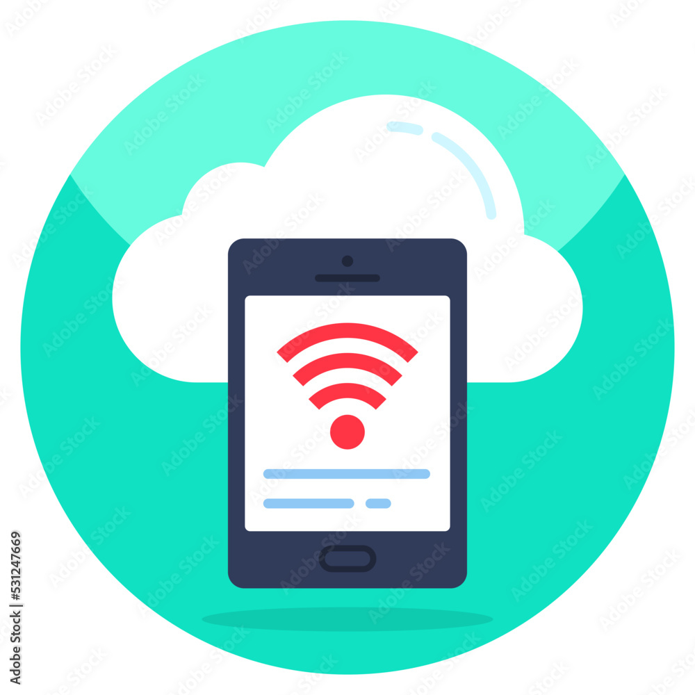 Colored design icon of cloud wifi Colored design icon of cloud wifi