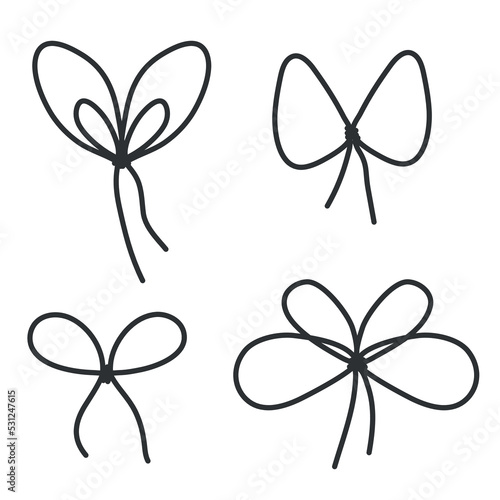 Bow knot sketch. Rope knots, marine knots. Vector illustration
