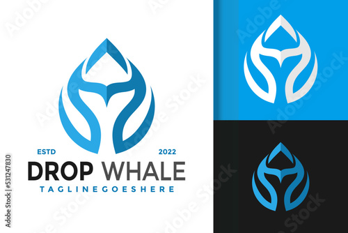 Abstract Whale Drop Logo Design, brand identity logos vector, modern logo, Logo Designs Vector Illustration Template