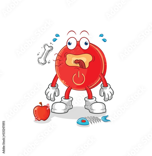power button burp mascot. cartoon vector