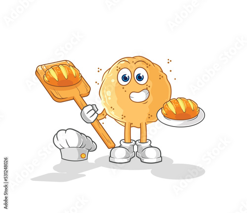 sand ball baker with bread. cartoon mascot vector