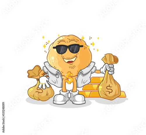 sand ball rich character. cartoon mascot vector