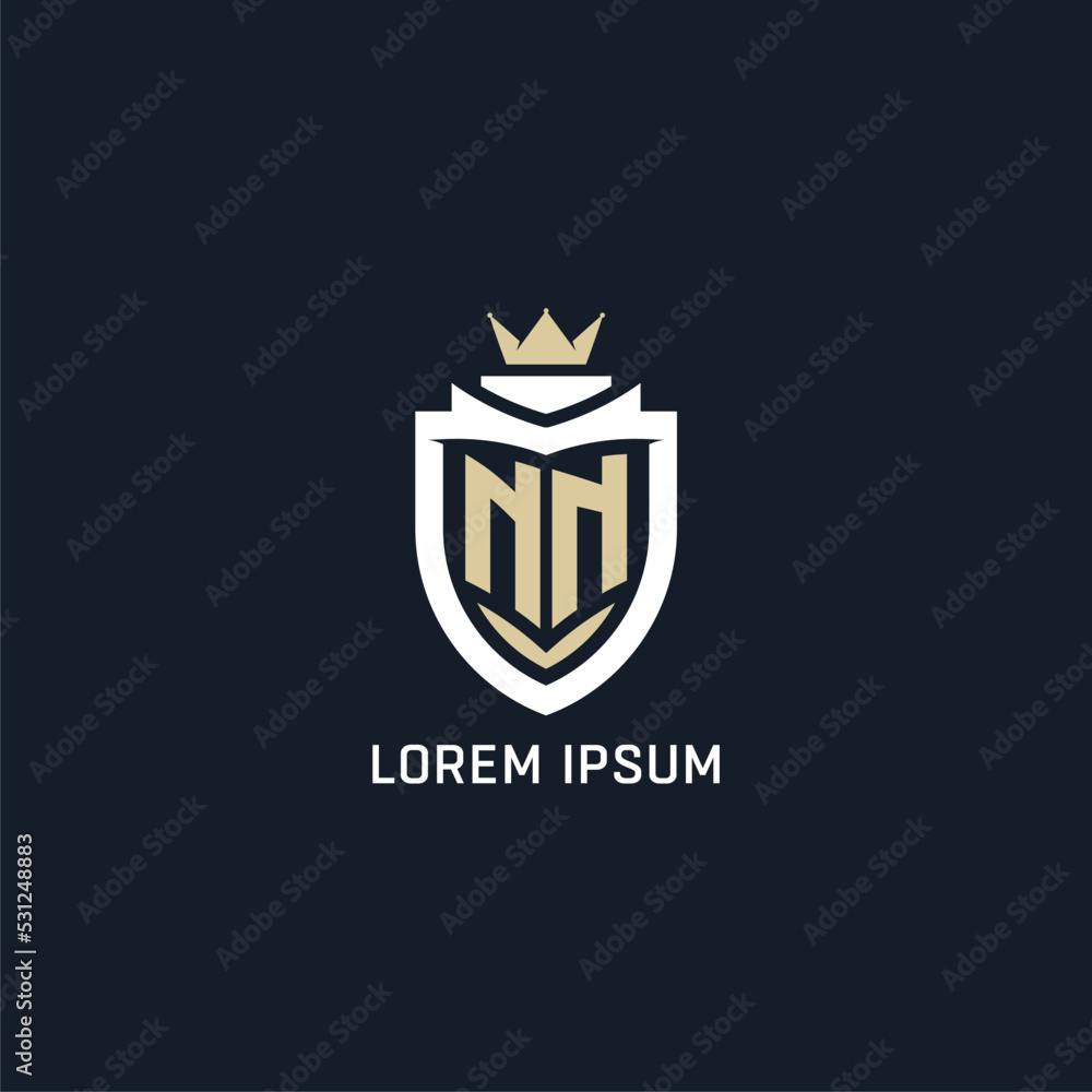 Initial letter NN shield and crown logo style, esport team logo design ...
