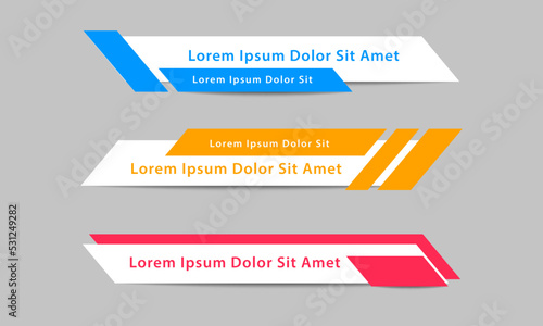 Geometric lower third banner template design. Vector bar layout for tv broadcast, streaming, sports news. Simple colorful lower third