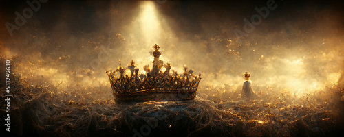 Fotografiet Golden royal crown on ground