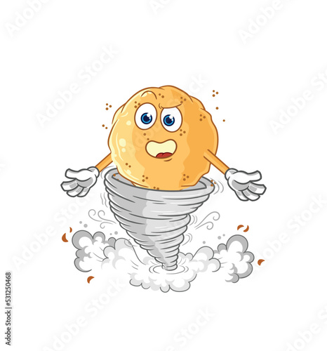 sand ball in the tornado cartoon character vector