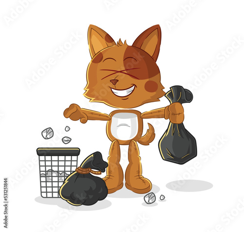 dog Throw garbage mascot. cartoon vector