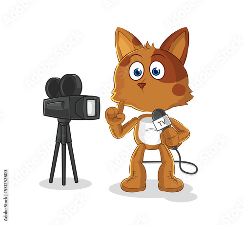 dog tv reporter cartoon. cartoon mascot vector