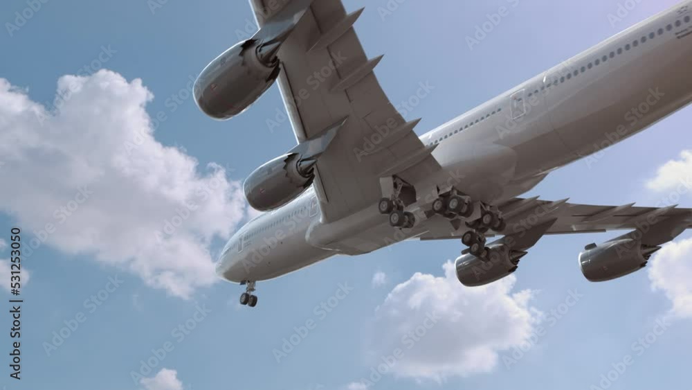 Airliner Flying and Landing Fort Worth Texas. Airplane concept Airliner Flying and Landing Fort Worth Texas. Airplane concept
