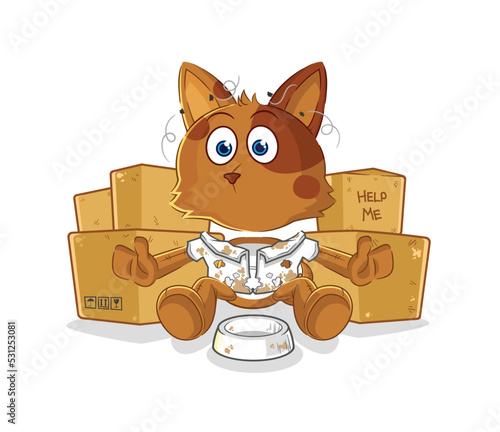 dog homeless character. cartoon mascot vector