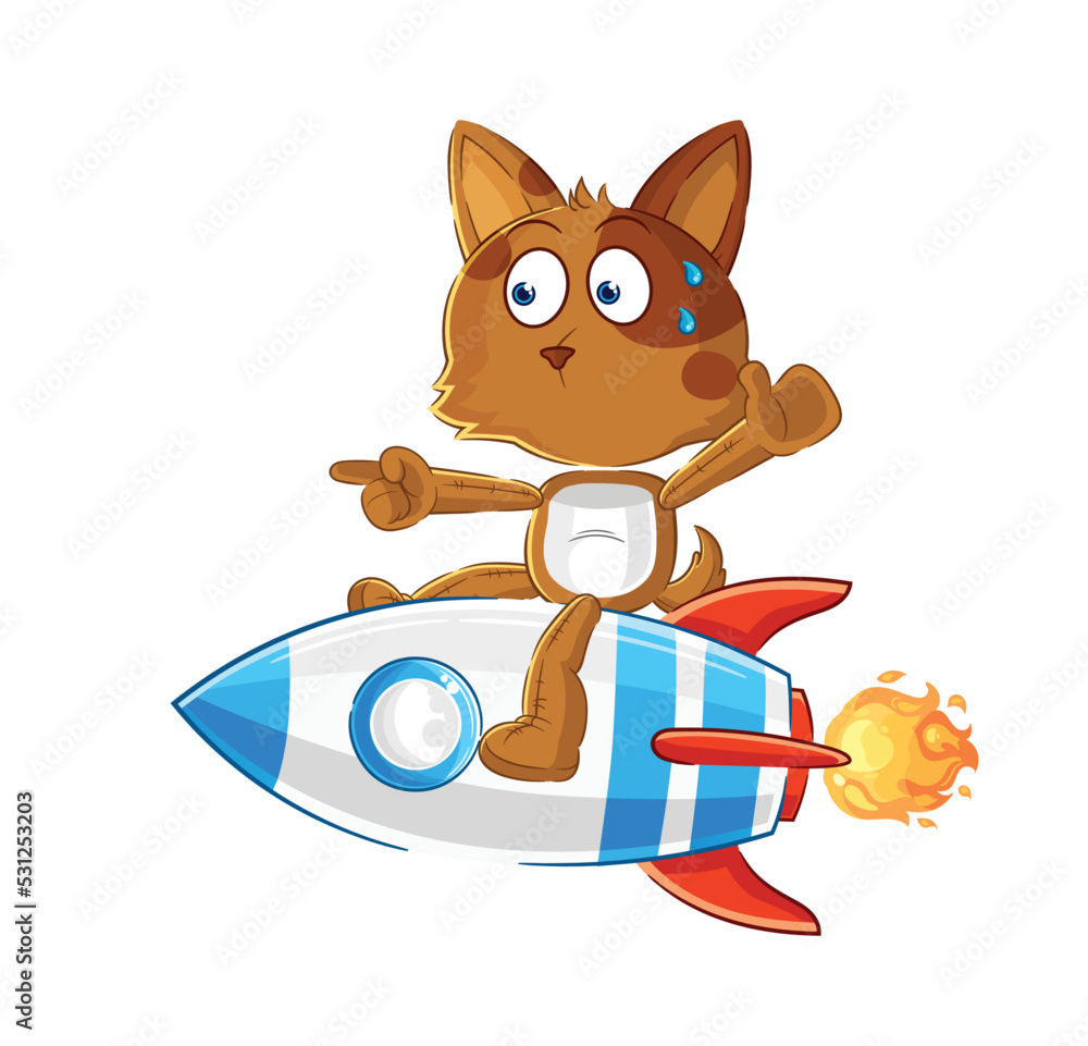 Fototapeta premium dog ride a rocket cartoon mascot vector