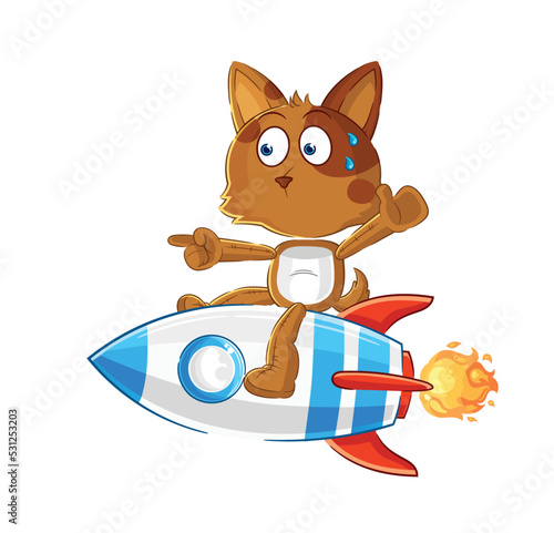 dog ride a rocket cartoon mascot vector