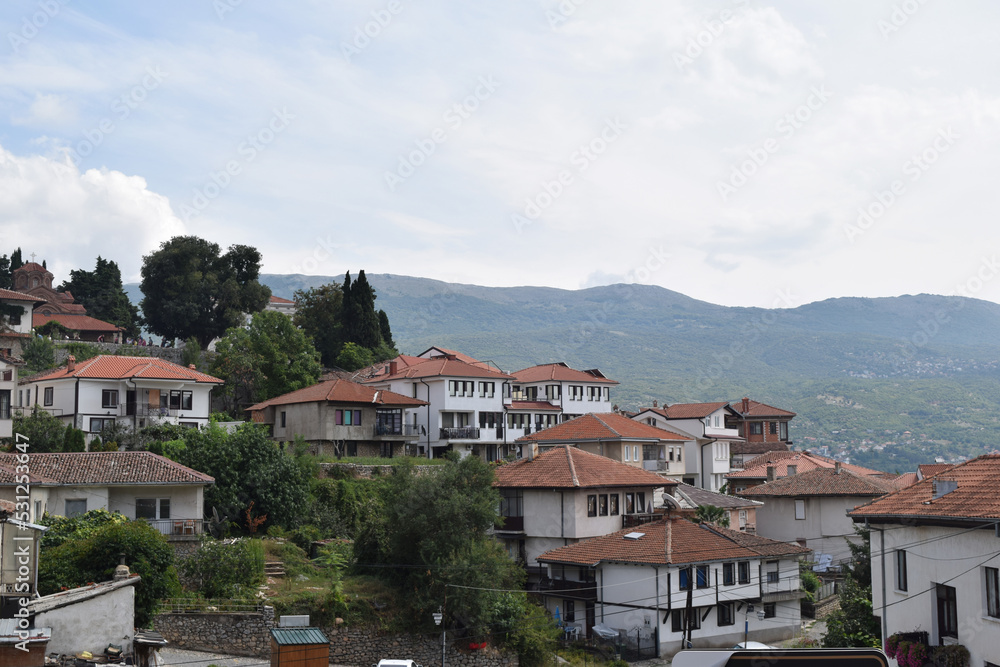 view of the city of Ohrid in Northern Macedonia