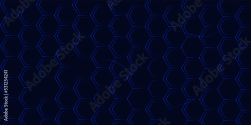 Technology background design with neon Hexagons pattern shape, Hexagons background design, blue futuristic technology background vector, illustration