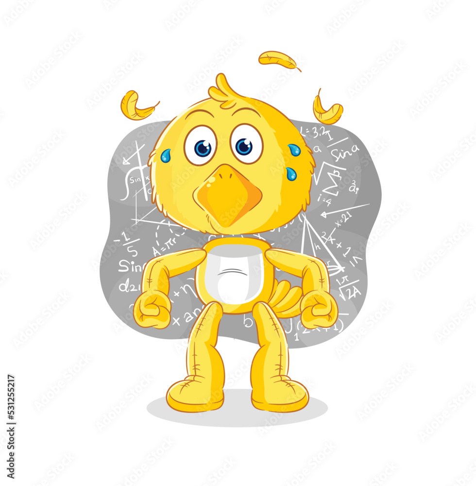 chick thinking hard vector. cartoon character chick thinking hard vector. cartoon character