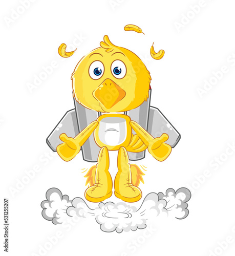 chick with jetpack mascot. cartoon vector