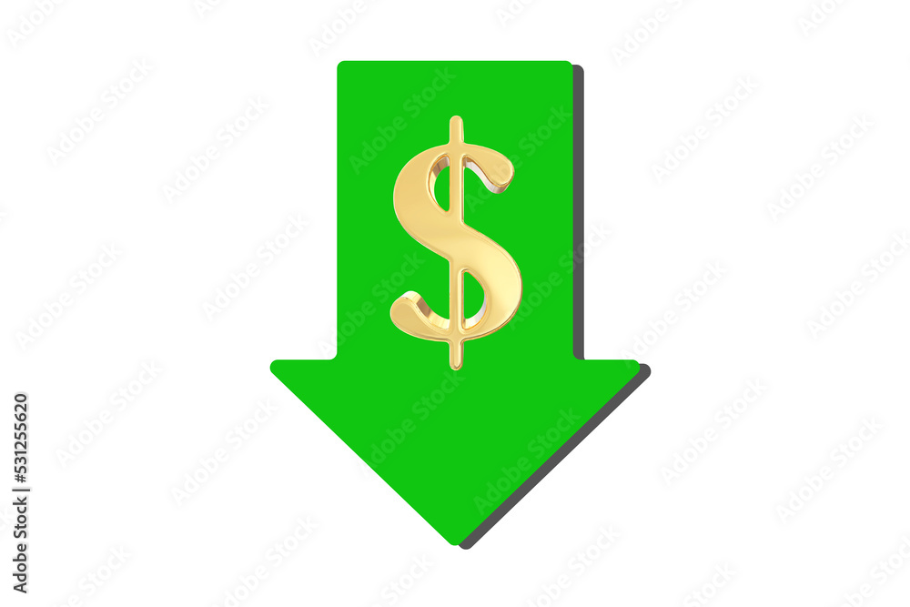 Gold Dollar rate decrease icon isolated on green background. Business lost crisis decrease. Long shadow style. Cost reduction. transparent background. Gold Money symbol with down arrow. Gold Dollar rate decrease icon isolated on green background. Business lost crisis decrease. Long shadow style. Cost reduction. transparent background. Gold Money symbol with down arrow.
