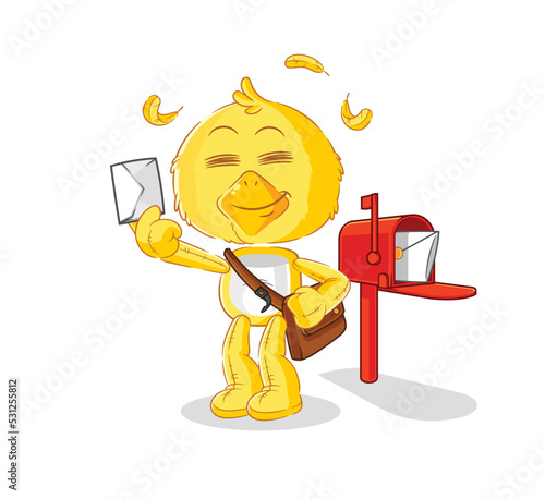 chick postman vector. cartoon character