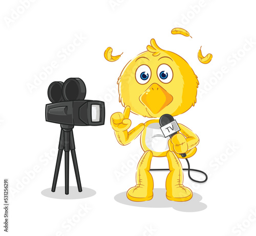 chick tv reporter cartoon. cartoon mascot vector