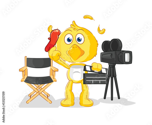 chick director mascot. cartoon vector