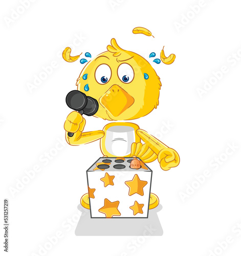 chick play whack a mole mascot. cartoon vector