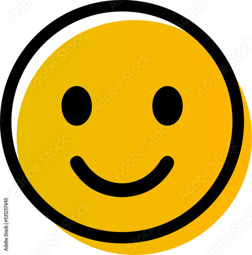 Emoticons with happy emotions. Yellow head character.