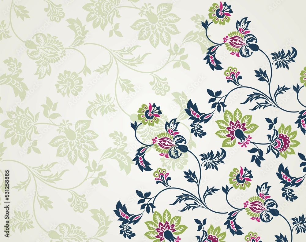 Obraz premium Colorful paisley floral pattern , textile swatch , India 