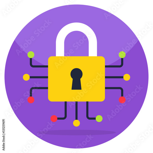 Flat design icon of encryption 