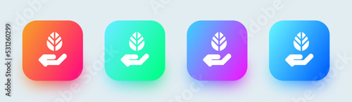 Eco solid icon in square gradient colors. Ecology signs vector illustration.
