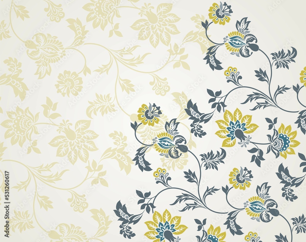 Fototapeta premium Colorful paisley floral pattern , textile swatch , India 