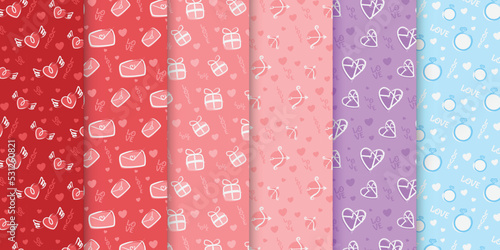 Love heart valentine pattern simple hand drawn collection