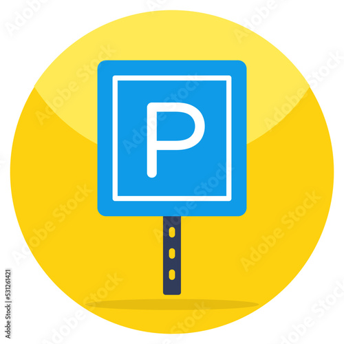 A colored design icon of parking board 