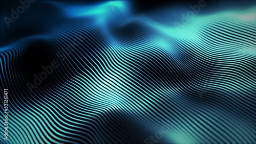 Abstract digital particle wave and lights background , Digital particle cyber or technology background, Animation of seamless loop.