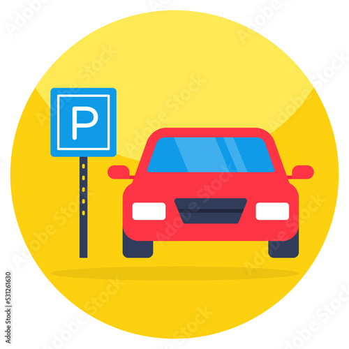A colored design icon of car parking  