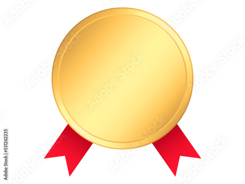 赤いリボンのついた金色の勲章のフレーム