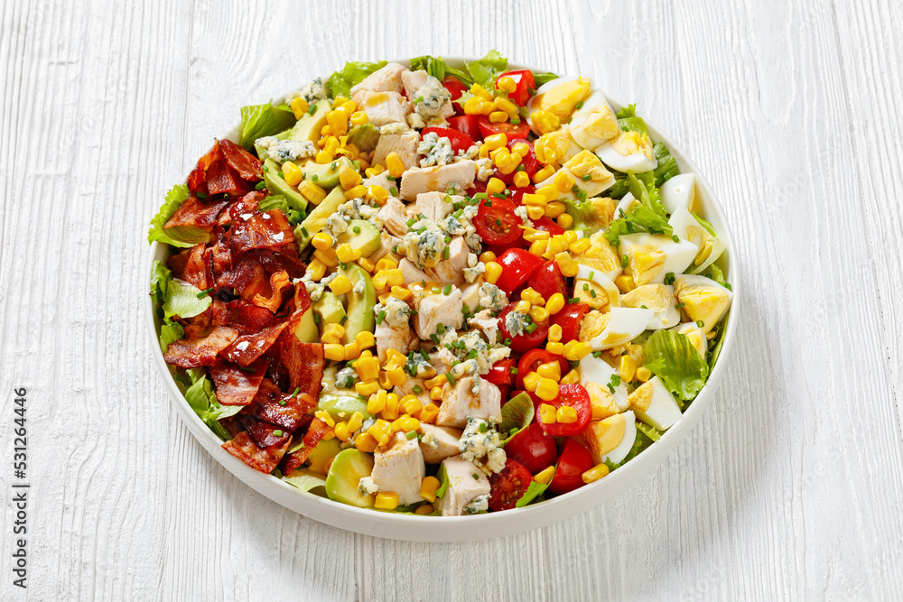 American garden salad on plate, top view American garden salad on plate, top view