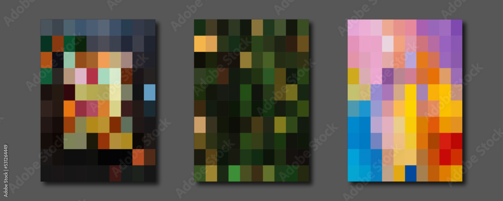 Mosaic pattern backgrounds template set. . Smooth templates collection for brochures, posters, banners, flyers and cards. Vector illustration Mosaic pattern backgrounds template set. . Smooth templates collection for brochures, posters, banners, flyers and cards. Vector illustration