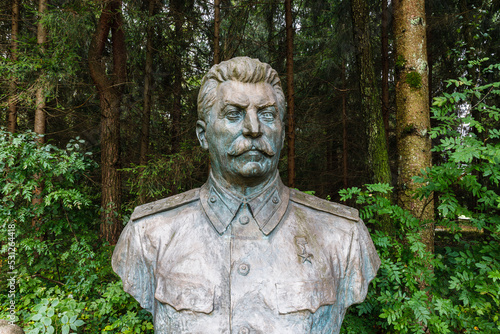 Sculptural bust of Stalin, Soviet political leader. Druskininkai, Lithuania, 12 September 2022