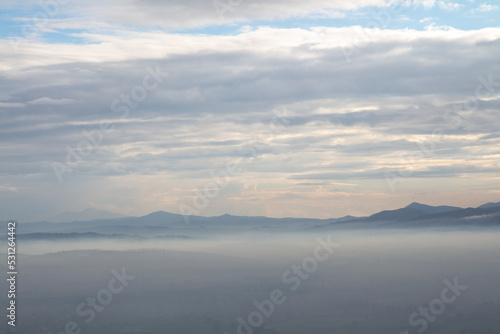 landscape in the fog and clouds