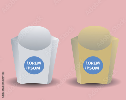 French potato pack box. Cartoon fastfood fry potato isolated illustration fast food