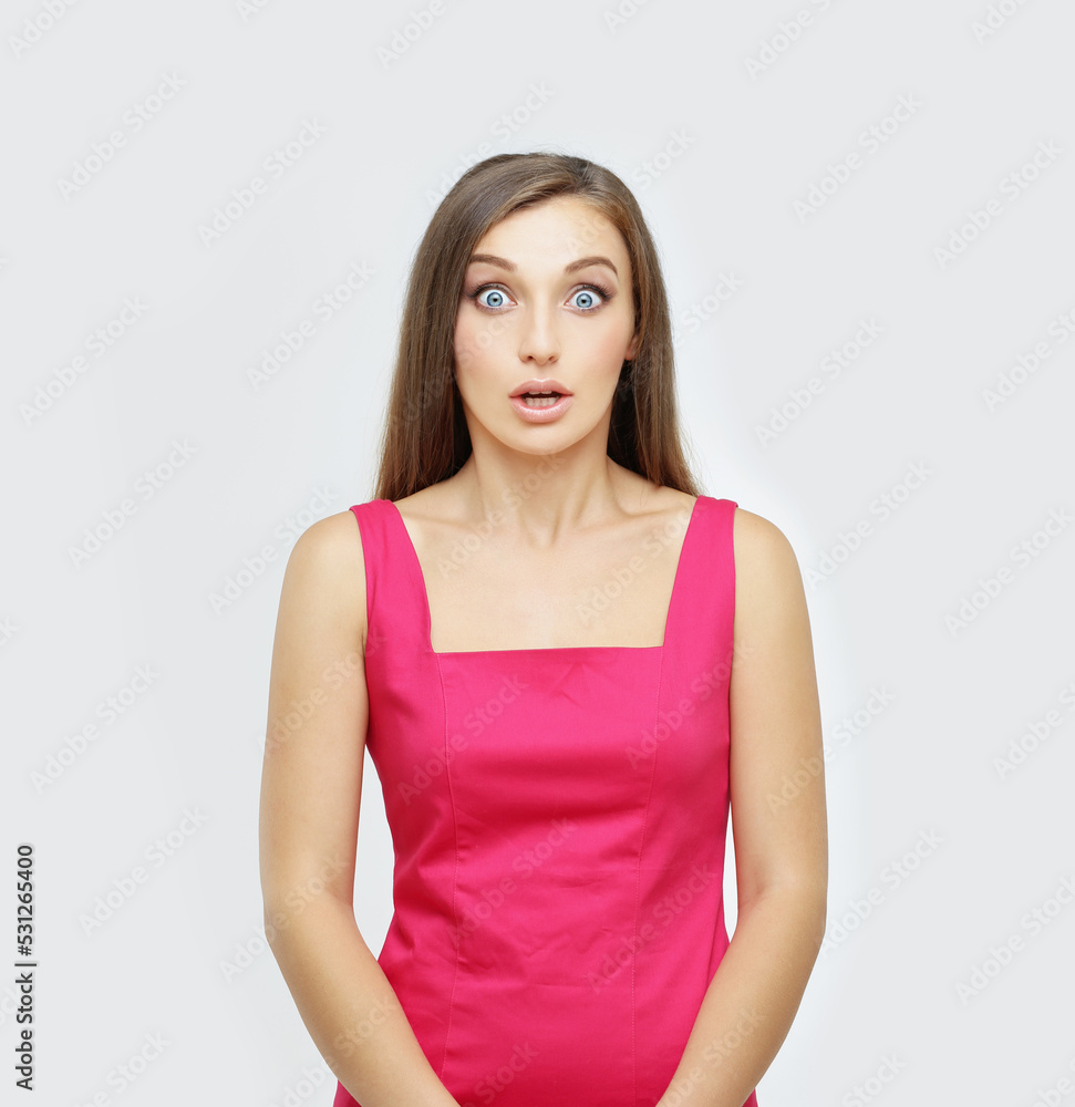 Portrait of surprised girl ,of shocked woman Portrait of surprised girl ,of shocked woman