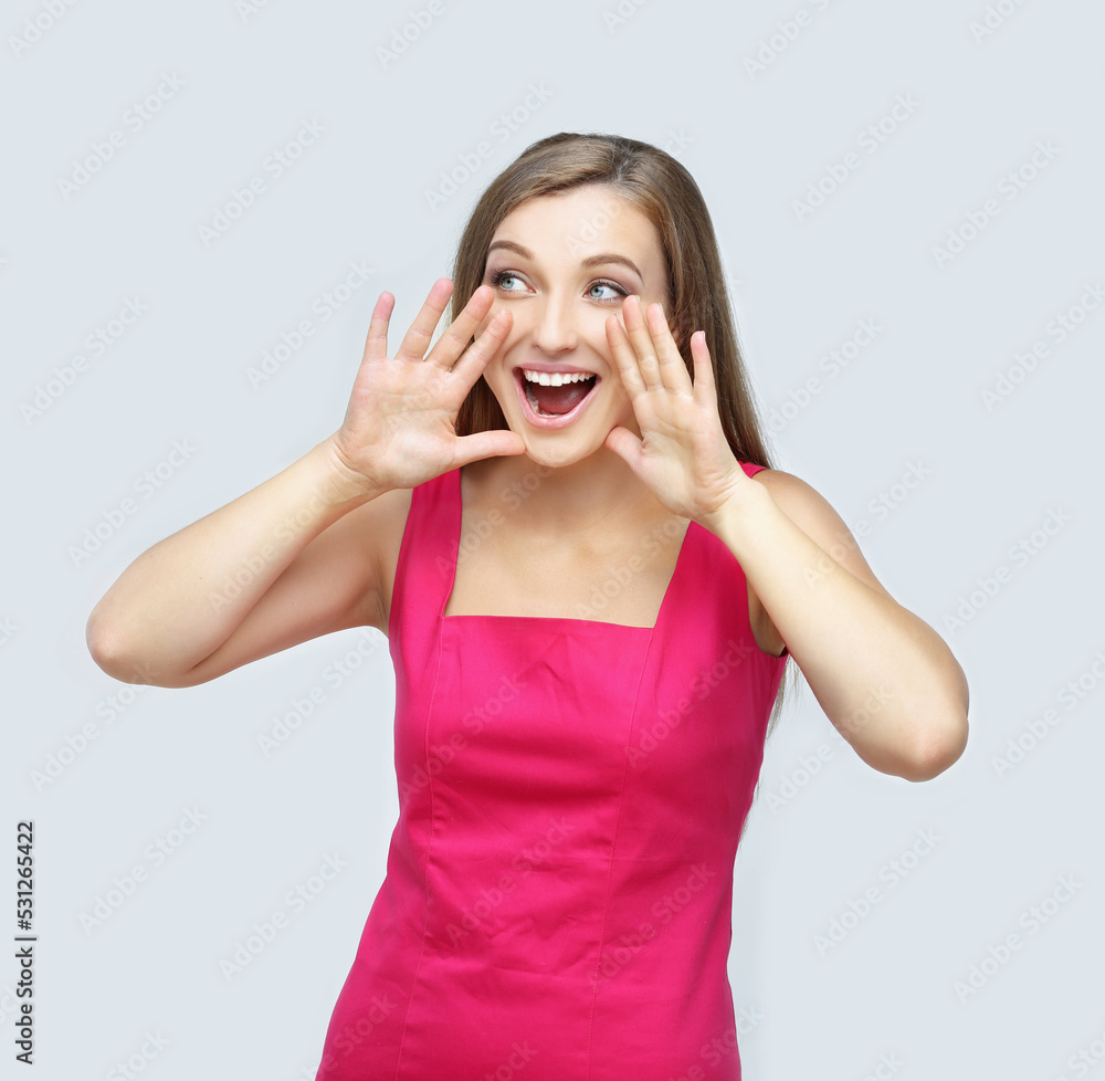 Portrait of beautiful girl screaming at the camera Portrait of beautiful girl screaming at the camera